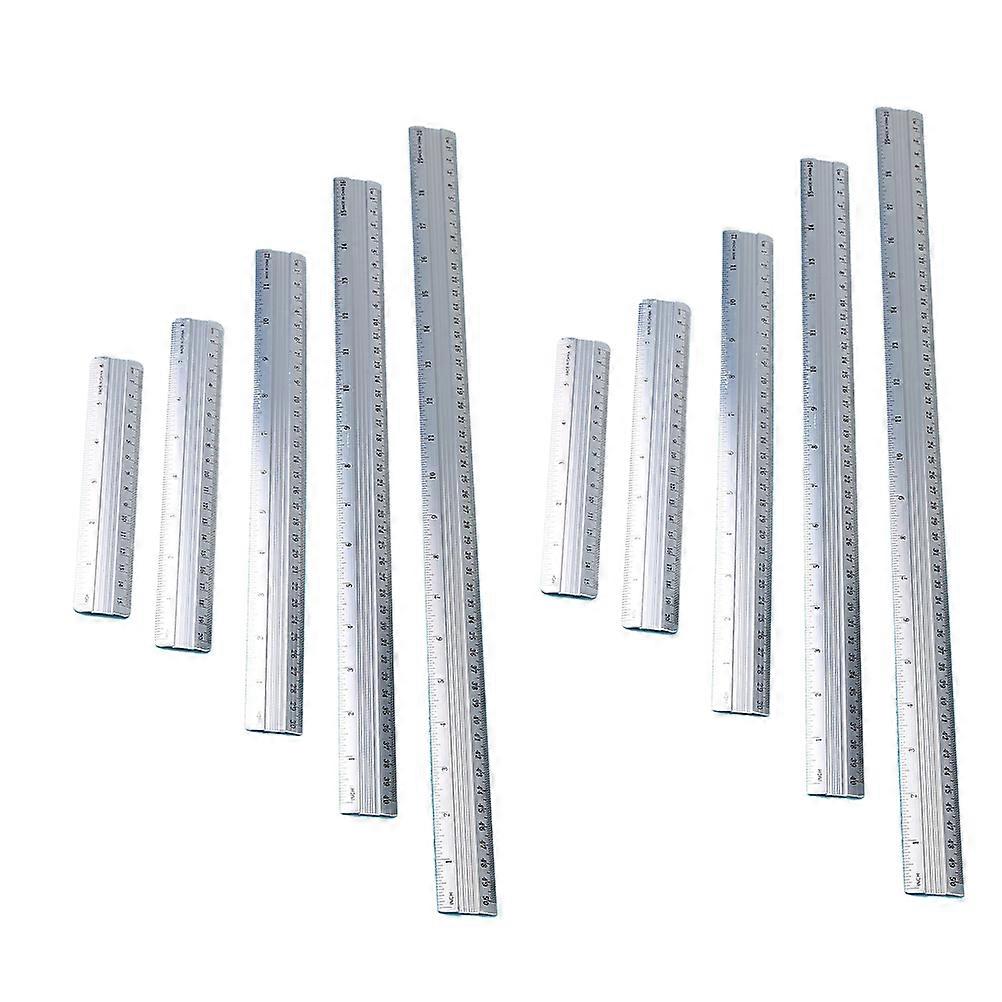 10 Pcs Stationery Set Aluminum Scale Ruler Metal Straight Ruler Cutting Ruler Engineers Ruler Straight Ruler