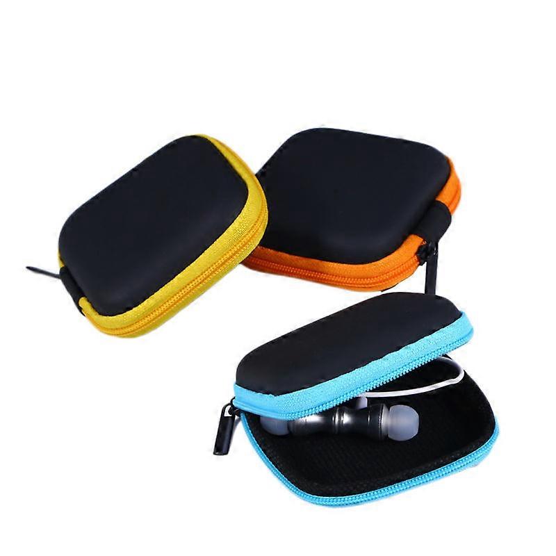 5Pcs Assorted Color Mini Headphones Storage Box Case Portable Travel Carrying Case Earphones Earbuds Headset USB Cable Pouch ( Color)