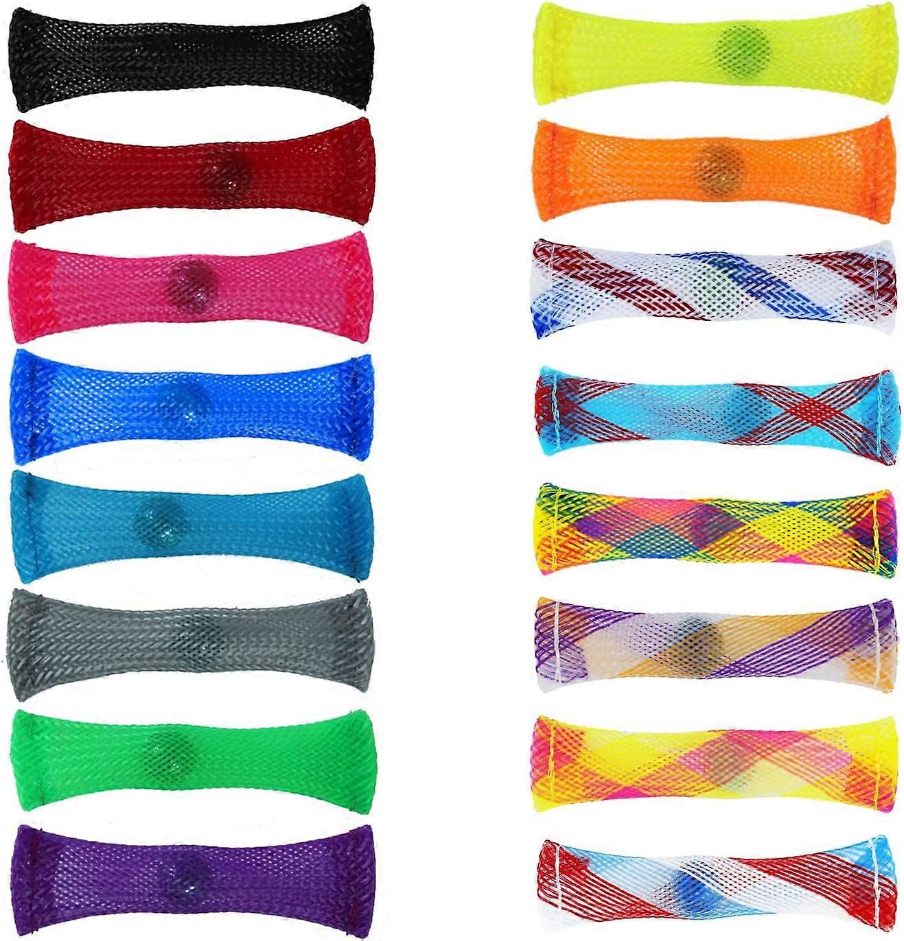 16 قطعة أنبوب شبكي منسوج مع ألعاب رخامية ، ألعاب حسية ، ألعاب شبكية بأطراف الأصابع ، تخفيف القلق ، ألعاب مضادة للإجهاد