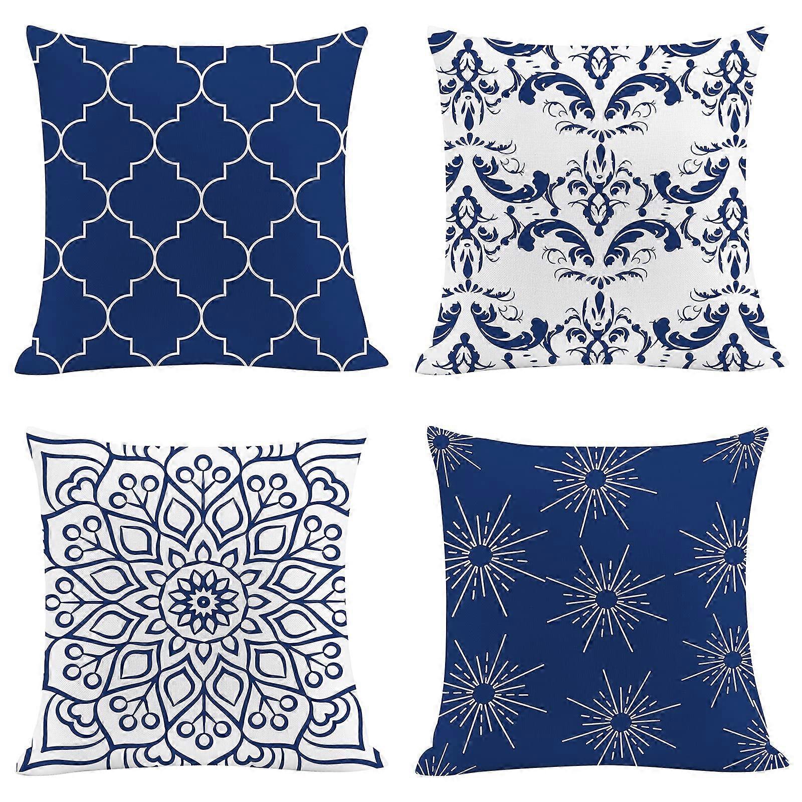Geometric Pattern Decorative Pillowcase - Cotton Linen Case (45 x 45 cm)