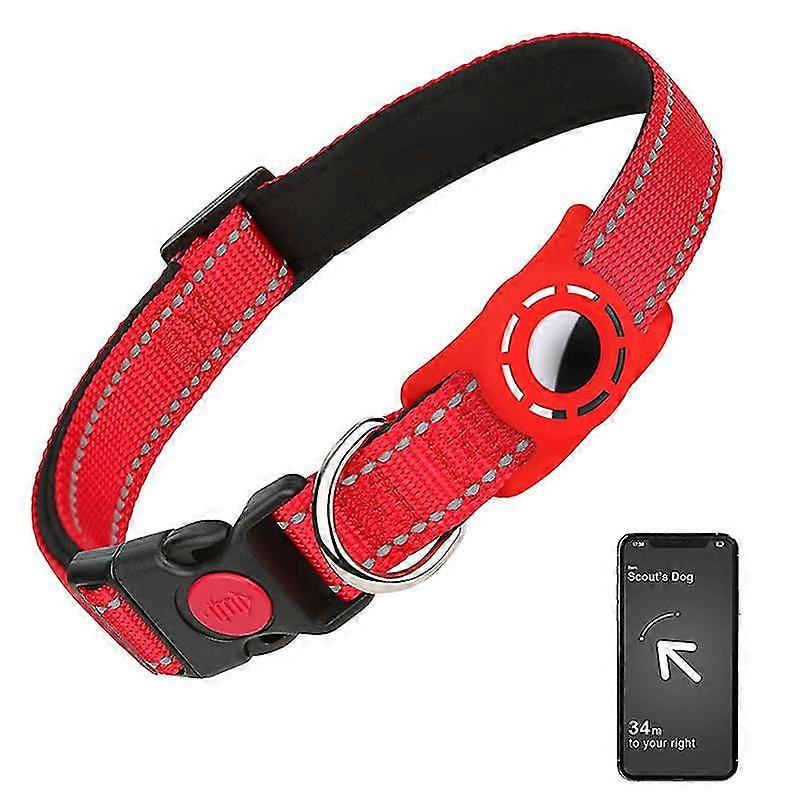 Reflective For Airtag Dog Collar,nylon Pet Cat Puppy Collar With Silicone Airta Holder,compatible With Apple For Airtag