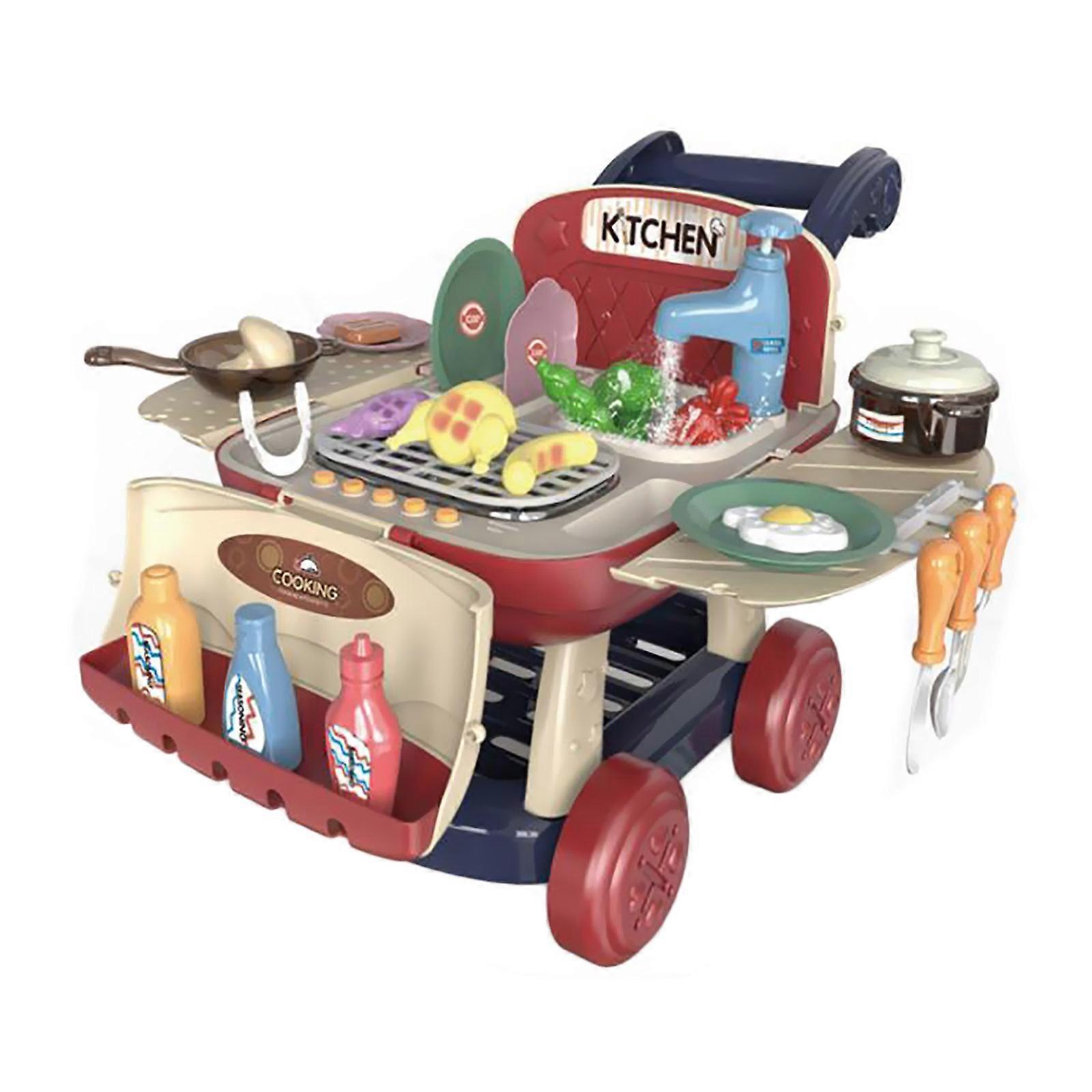مطبخ محاكاة ، عربة تسوق ، لعبة عربة شواء طبخ للأطفال هدايا مضحكة صغيرة 25 قطعة
