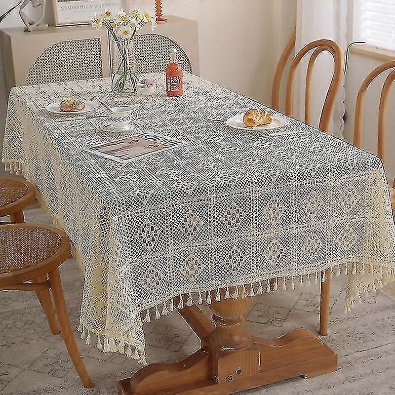 Crochet Lace Tablecloth Rectangle Romantic Table Cloths Runner With Vintage Embroidered For Kitchen Dining