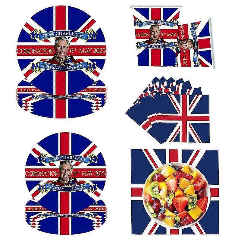 Union Jack Party Supplies Tableware 68pcs British Flag Decorations Paper