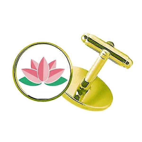フラワーロータスロータスフラワースタッズビジネスメタルカフリンクスゴールデン