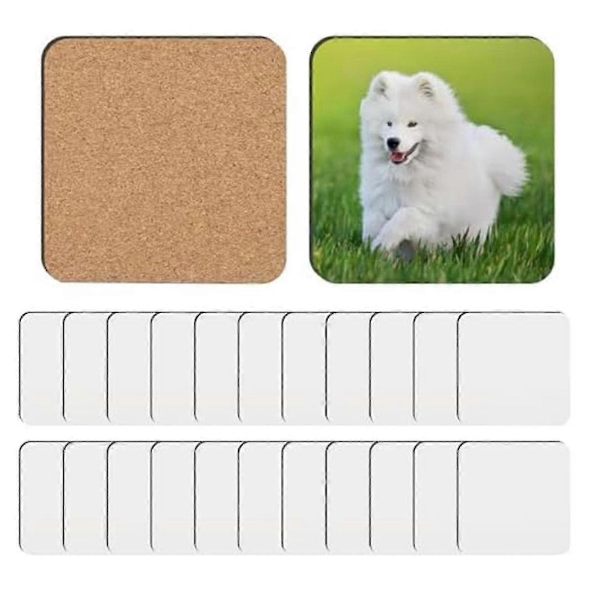 24 Pcs Sublimation Coasters Blank Mdf Cork Backed Heat Transfer Coasters For Diy Painting Art Craft