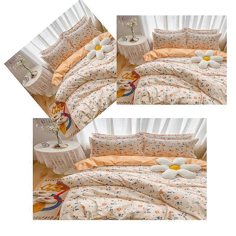 Luxury 4 Piece Set Bedding printed Quilt Cove Fitted Sheet Pillowcase Color AH