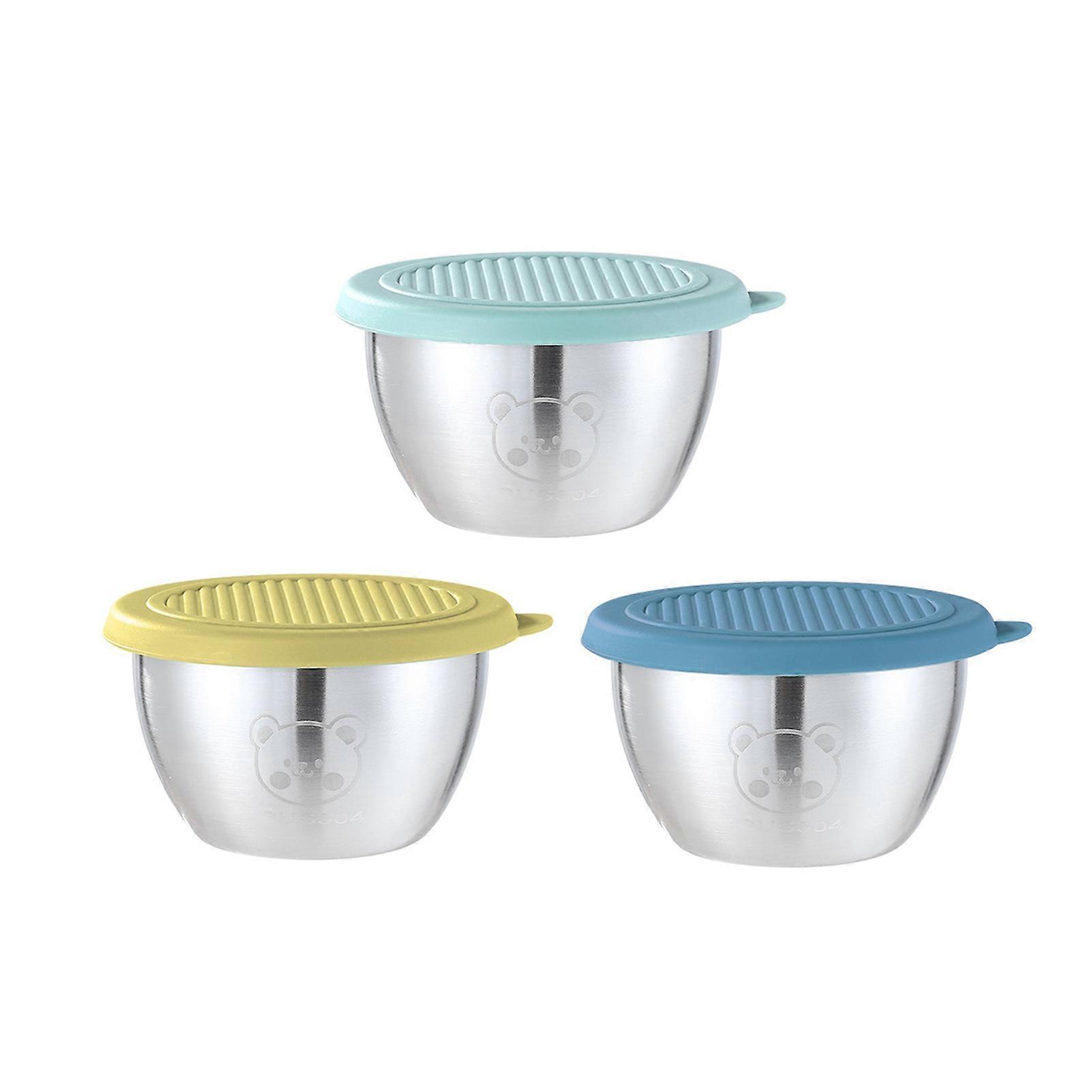 3/6Pcs Sauce Cups Salad Dressing Containers 50ml Reusable Leak-Proof Stainless Steel Sauce Containers with Silicone Lids for Dressings Condiments Snac