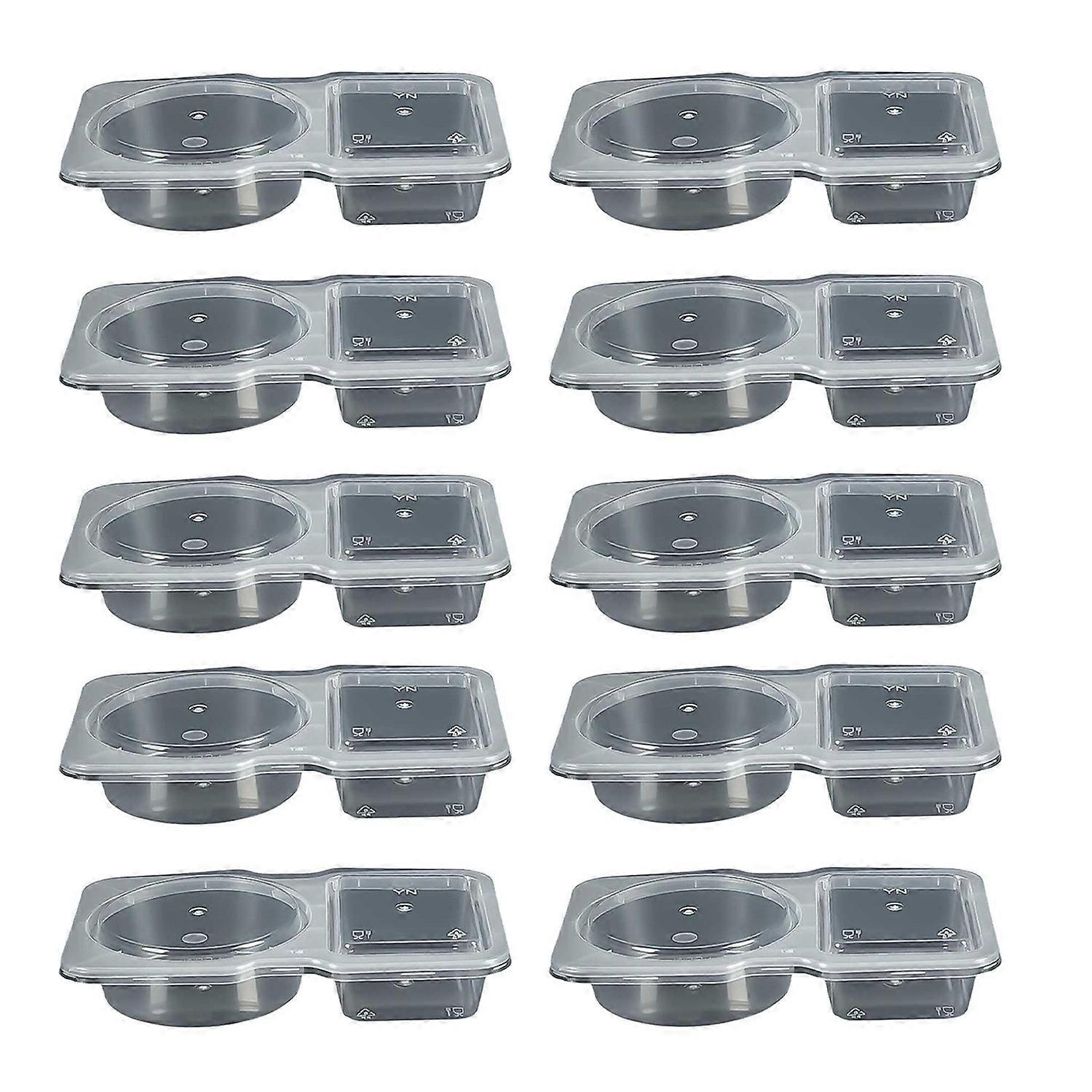 10Pcs Condiment Containers Dual Compartment Seasoning Box with Lids 3oz Clear Plastic Portion Cups