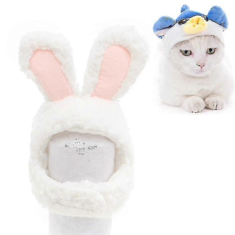 4 pcs soft cat headgear cat dog cross dress pet hat, size: s(white rab