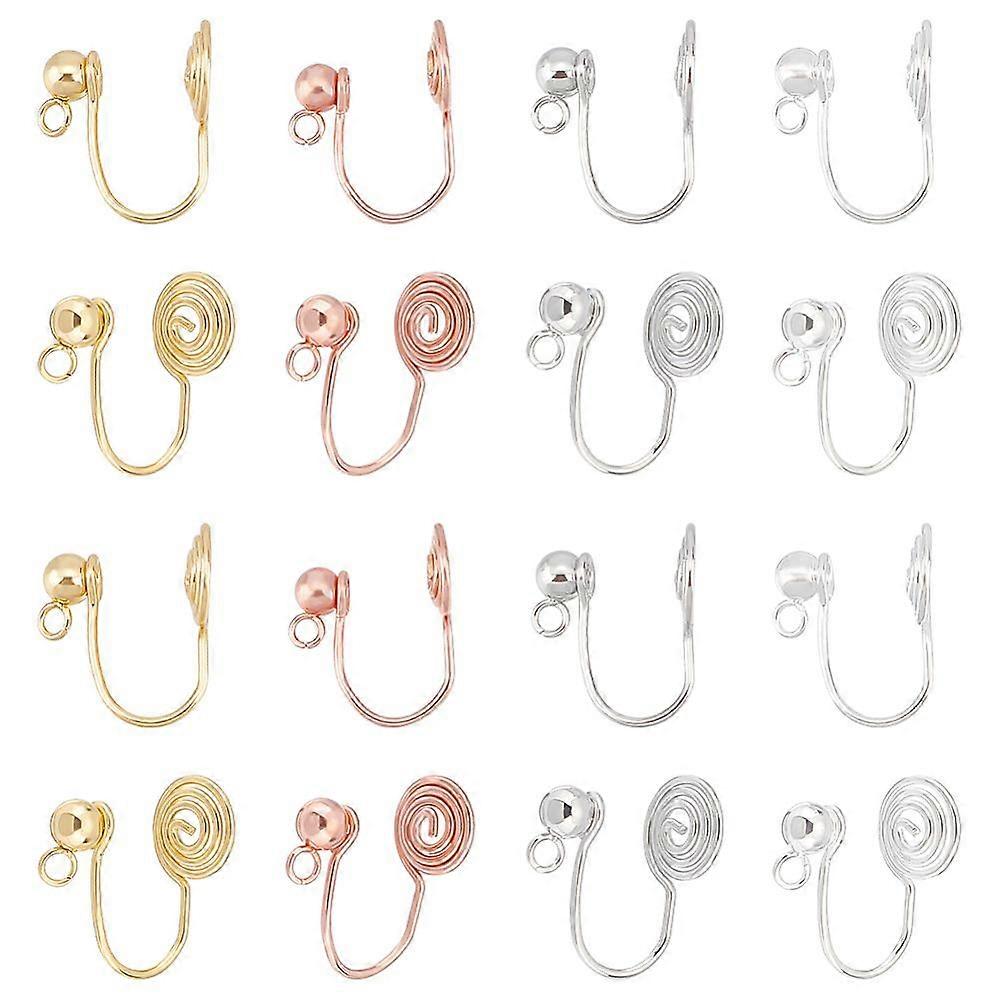 32Pcs 4 Colors 304 Stainless Steel Ear Cuff Findings Wire Wrap Vortex Earring Findings with Vertical Loop Mixed Color 14.5mm Hole: 3x0.6mm 8pcs/color