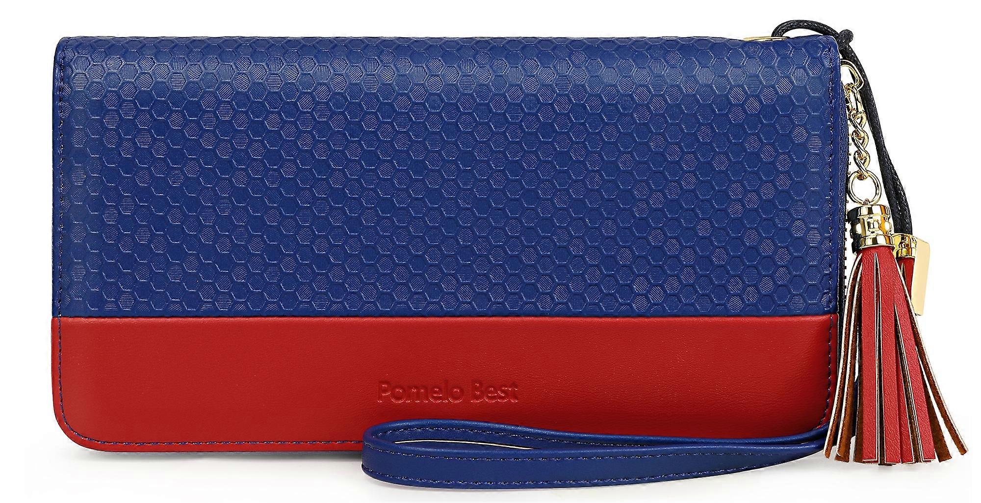 Distinctive Deep Blue Wallet with Honeycomb Embossed Detail