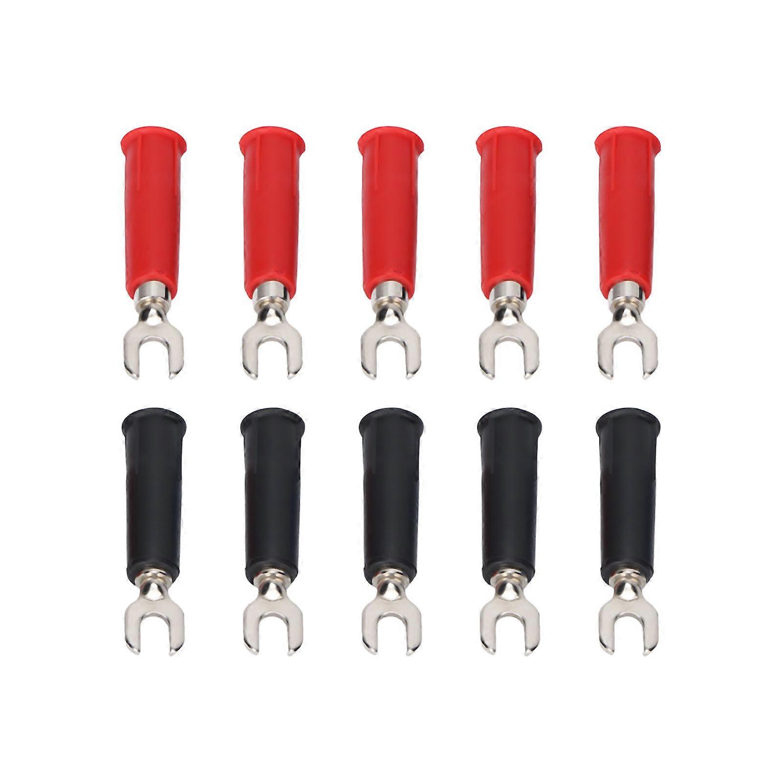 10Pcs 4mm U/Y Type Electrical Crimp Terminals Insulated Fork Spade Wire Connectors for Banana Plug Multimeter