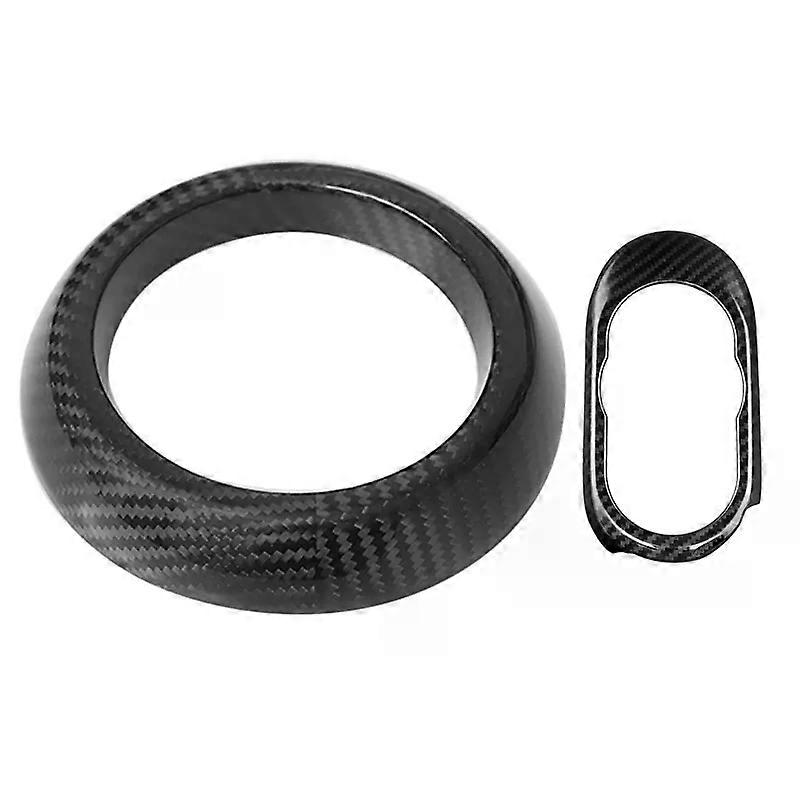 2Pcs Auto Carbon Fiber Central Gear Panel Multimedia Control Panel Decal Car Modification For Mini Cooper F55 F56 F57