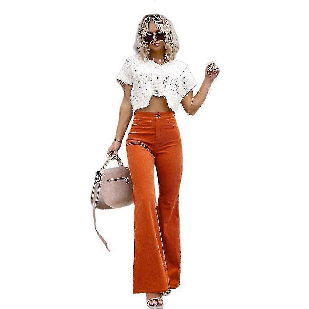 Damen Cord Flare Hose High Taille Schlaghose