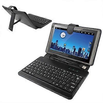 (New) 10 inch Universal Tablet PC Leather Tablet Case with USB Plastic Keyboard(Black)