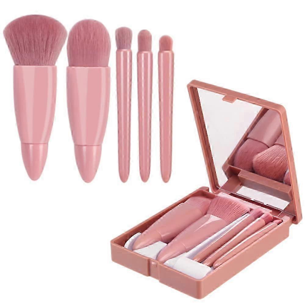 5 Pcs Portable Makeup Brushes Set with Mirror Box