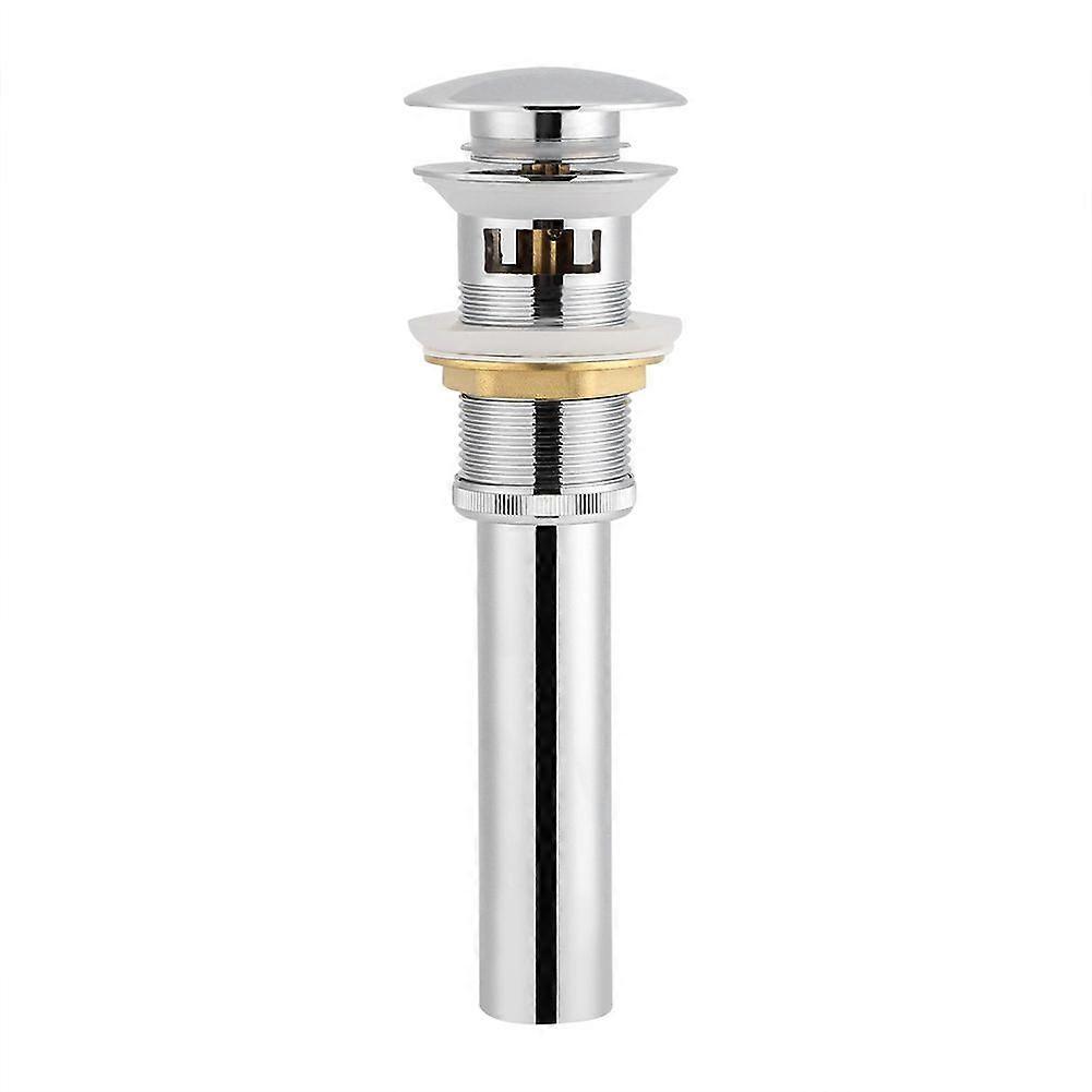 Kitchen Bathroom Basin Sink Solid Brass Pop Up Drain Stopper with Overflow Hole Chrome