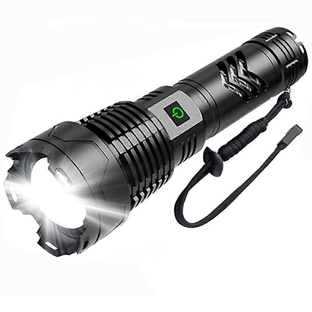 LEDトーチ充電式120,000ルーメン、ズーム可能なIPX5防水トーチ、屋外キャンプ用の5つのモードを備えた非常に明るい