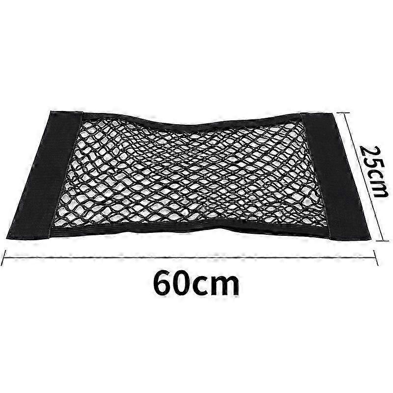 Car Rear Seat Storage Bag Trunk Mesh Auto Organizer Double-deck Elastic String Net Magic Sticker Pocket Bag Car Trunk Organizer