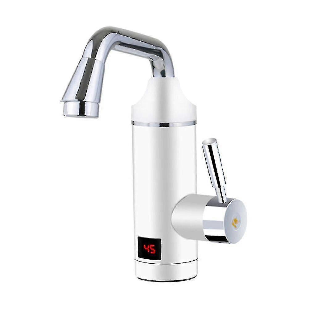 Digital Display Hot And Cold Water Tap Mixer Water Heater Kitchen Sink With Eu Plug White