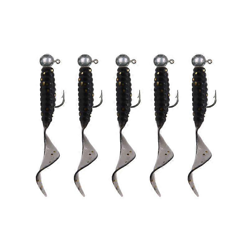 JYJ 5pcs Bag 1g Hooks With 4cm Trout Maggot Soft Small Artificial Lure For River Lake Sea Fishing