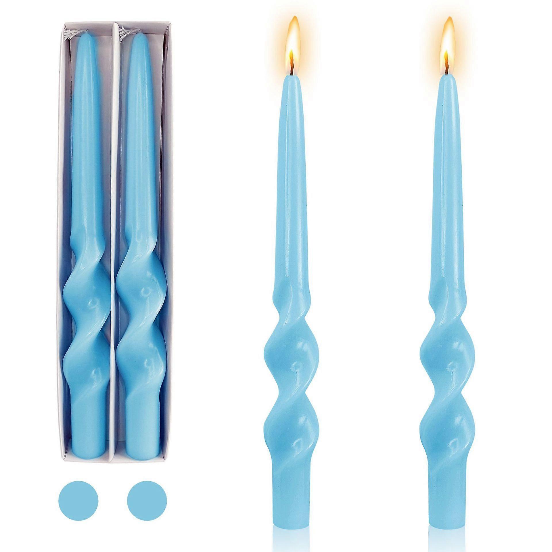 3D Blue Spiral Candle for Home Decor 9 Inches