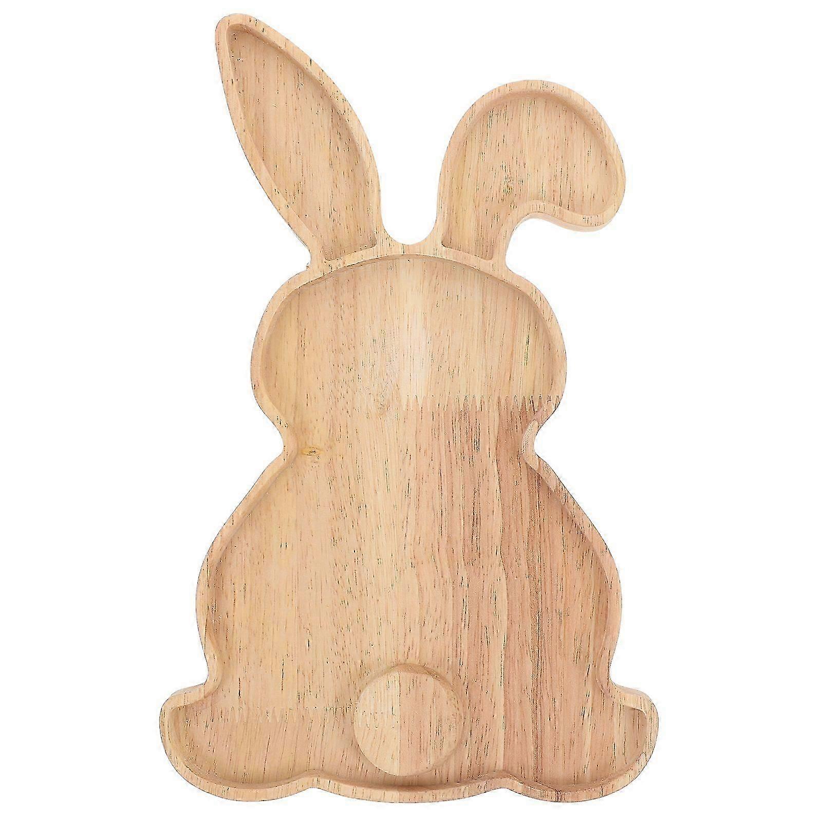 Easter Wooden Rabbit Plate Adorable Wooden Tray Snack Fruit Tray for Parties Holidays Dinners