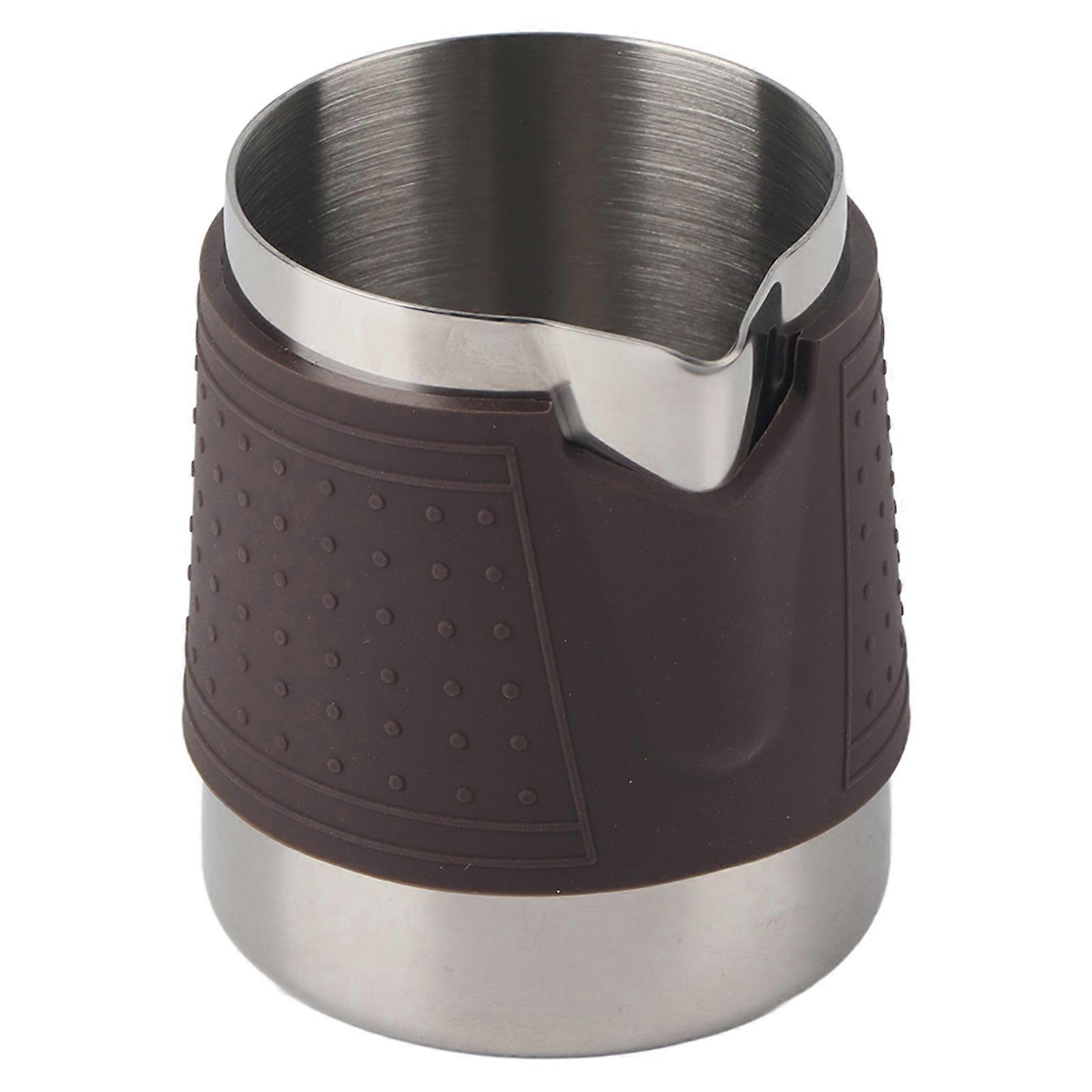 350ml Stainless Steel Milk Frothing Cup with Anti-Scald Silicone Handle for Latte Art and Coffee Making