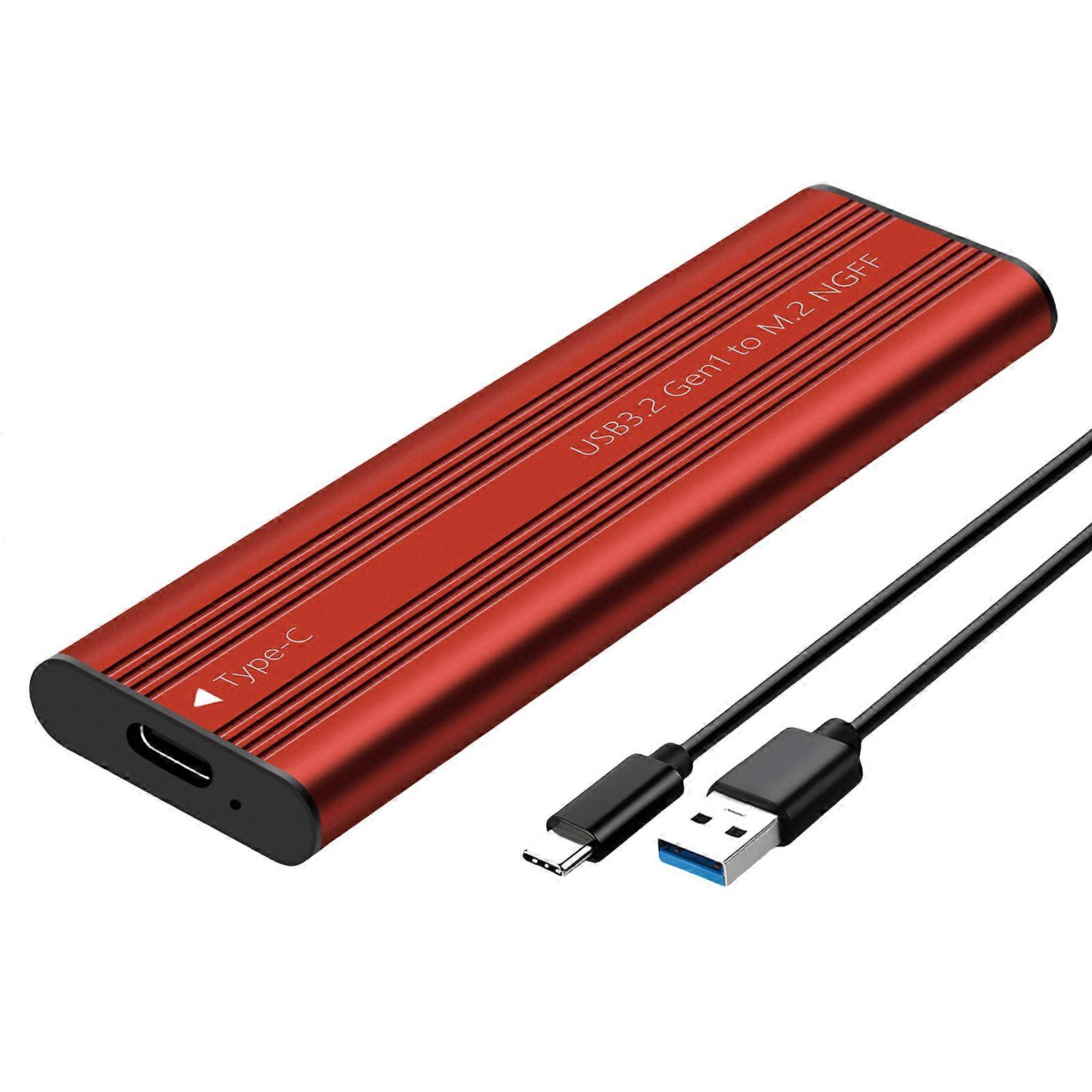 USB 3.2 M.2 Solid Disk Aluminum Case 5Gbps Fast Type C Connection For Various Operating Systems For Data Storage    red