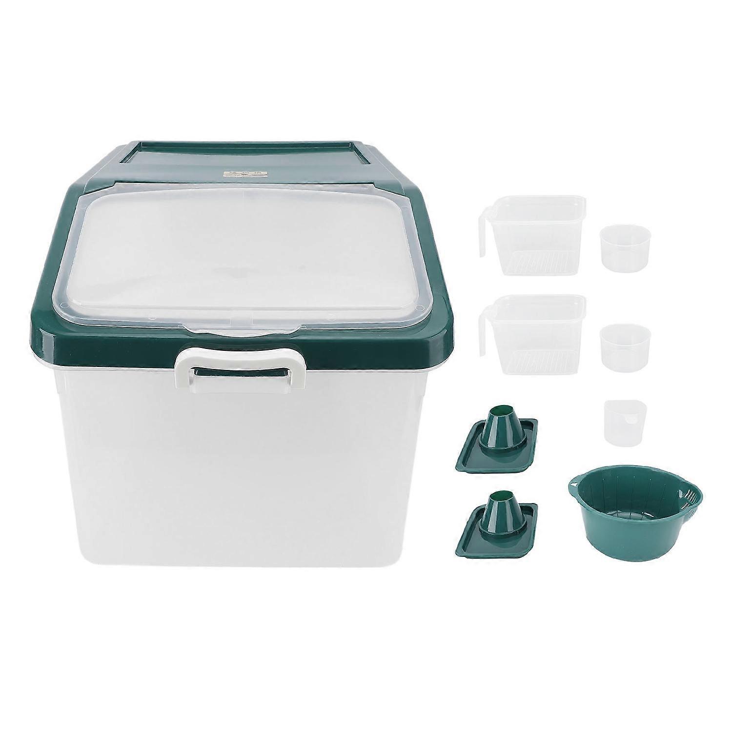Rice Storage Container 25KG Large PP Sealed Rice Dispenser Flour Container Bin with Measuring Cups f