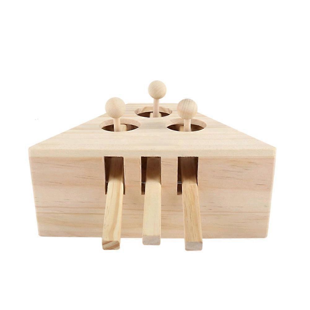 Solid Wooden Funny Cat Toy Catch Hit Mouse Hamster Interactive Pet Toy