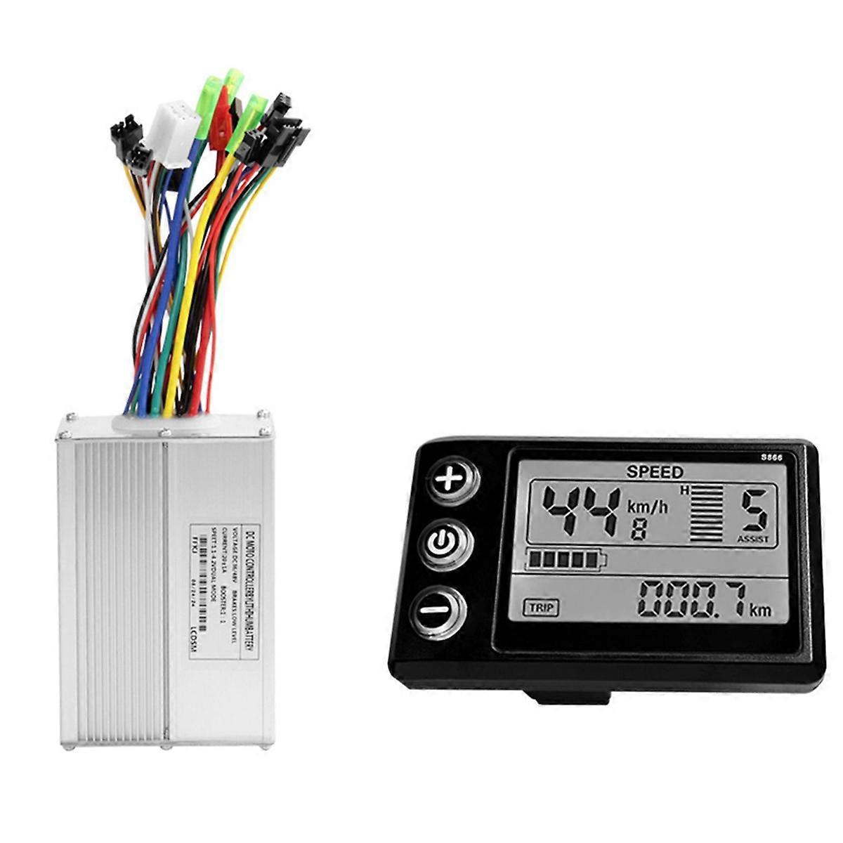 S866 Electric Bike LCD Display Dashboard SM5PIN+20A 36V/48V Sine Wave Controller for Mountain Bike Modification Kit