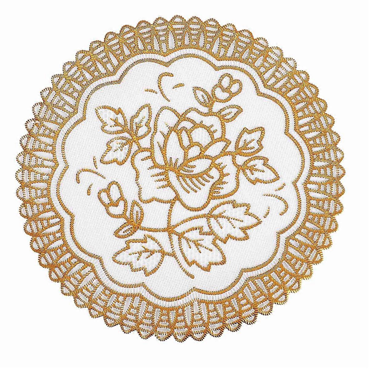 6 Exquisite Gold-tone Flower Dinning Table COASTERS SET