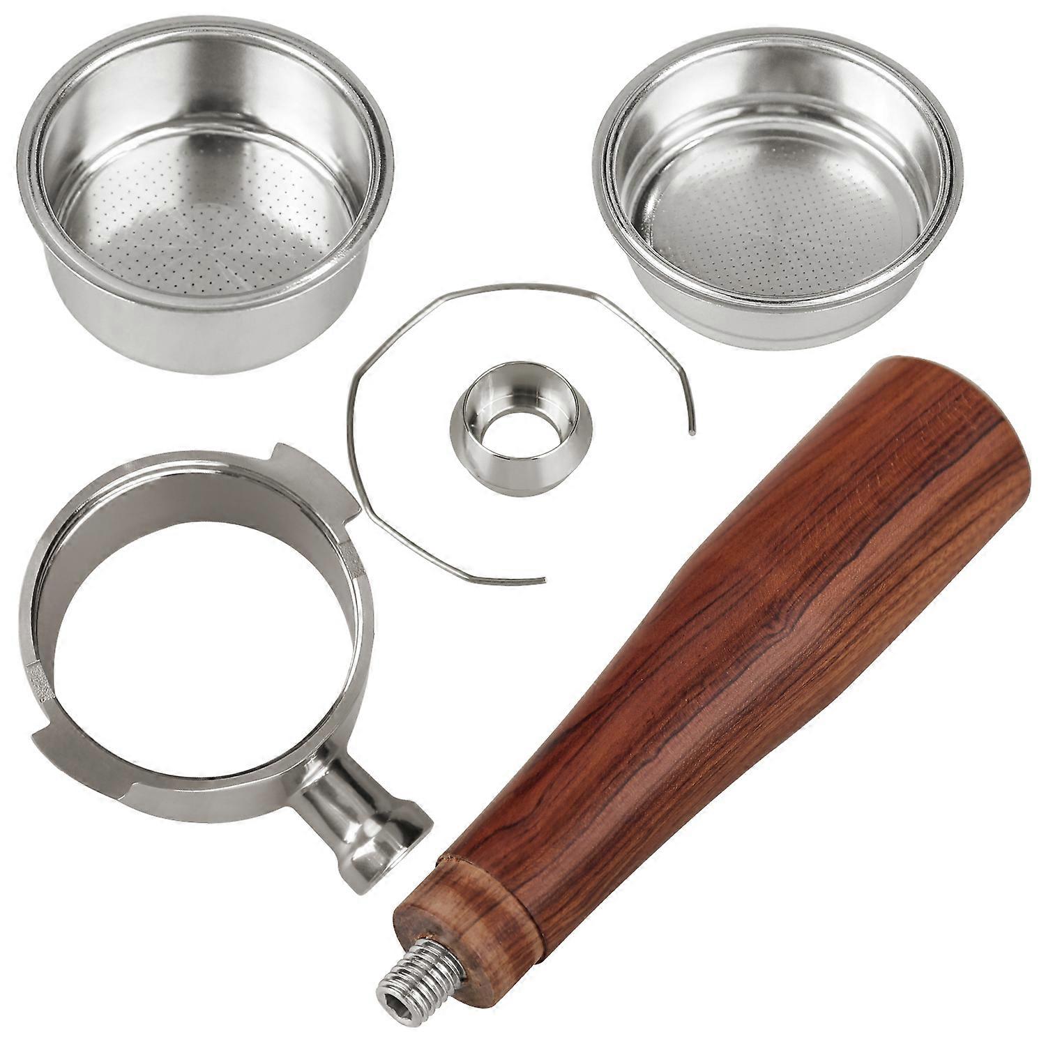 51mm Bottomless Portafilter Coffee Bottomless Compatible with DeLonghi Espresso Machine 311GR-310GR/ECO310 Rosewood Handle (Filter Basket Included)