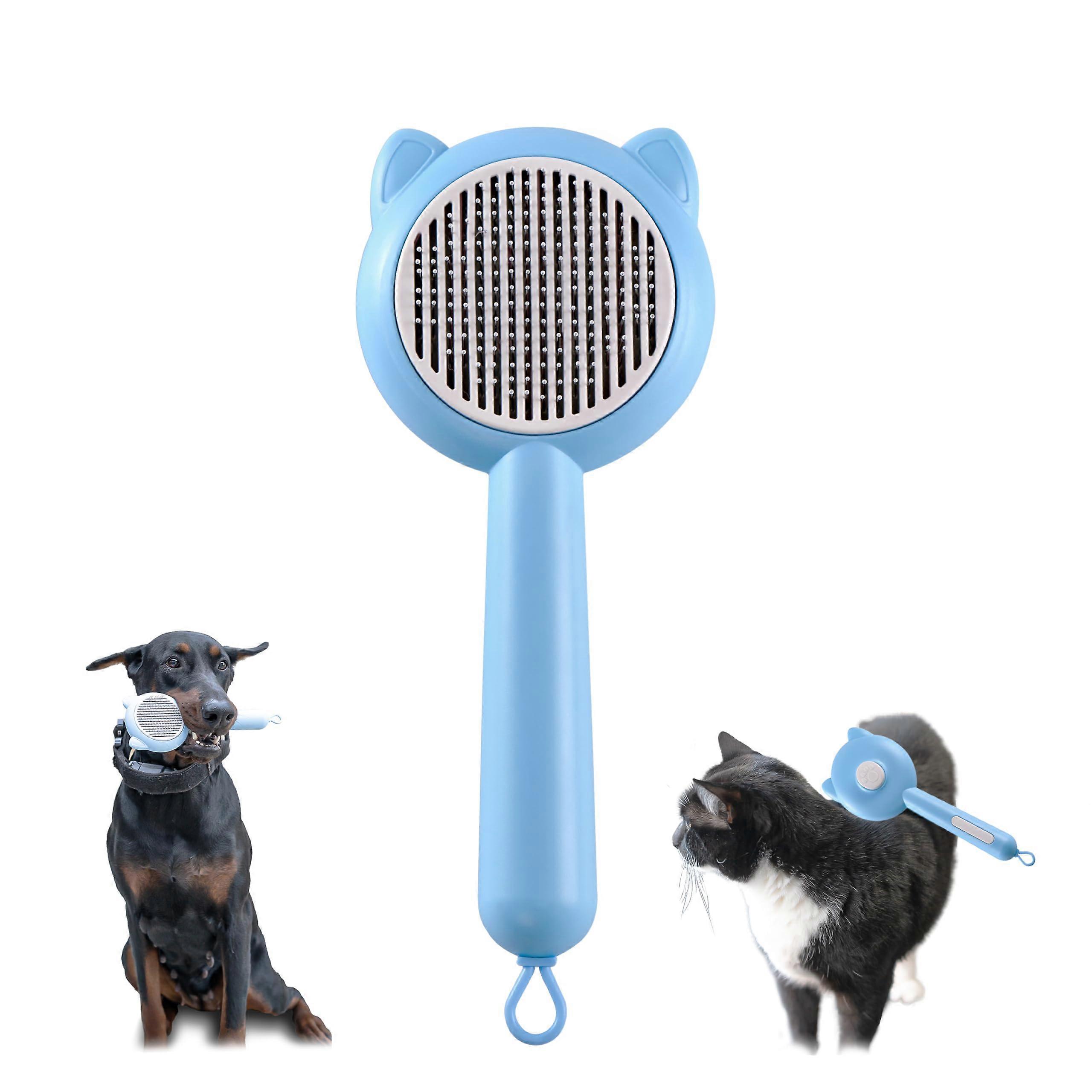 Maintenance brush - Massage brush for light, relaxing, cats and dogs, hairs and feathers. Easy Cleaning (Blue)