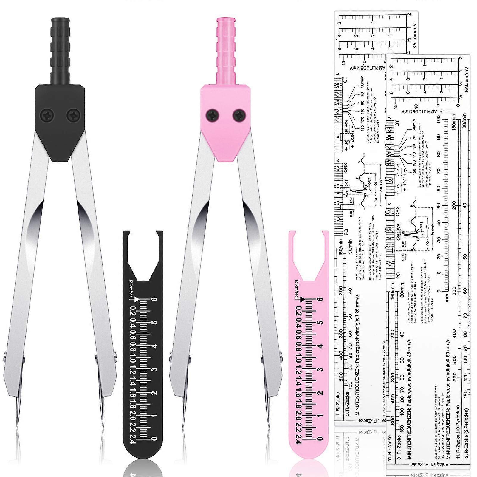 2 Set ECG calios and ECG ruler combination set ECG caliper drawing electrocardiogram