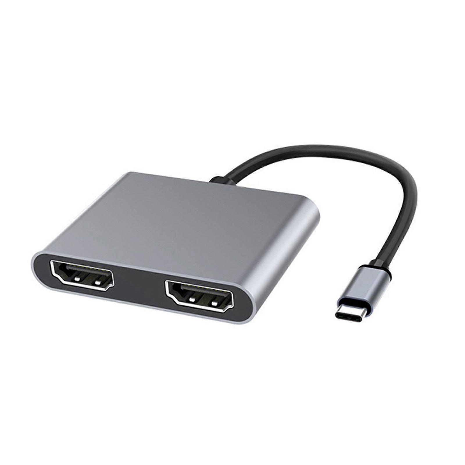 USB C Hub 2-In-1 Docking Station Adapter Type-C to 2x HDMI-Compatible 4K 30Hz