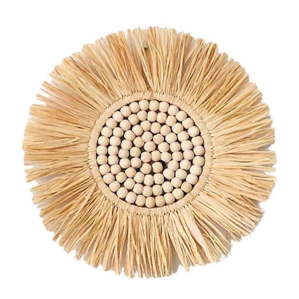 Wall Straw Woven Hanging Mirror Handmade Wall-Mounted Round Makeup Mirrors Decor