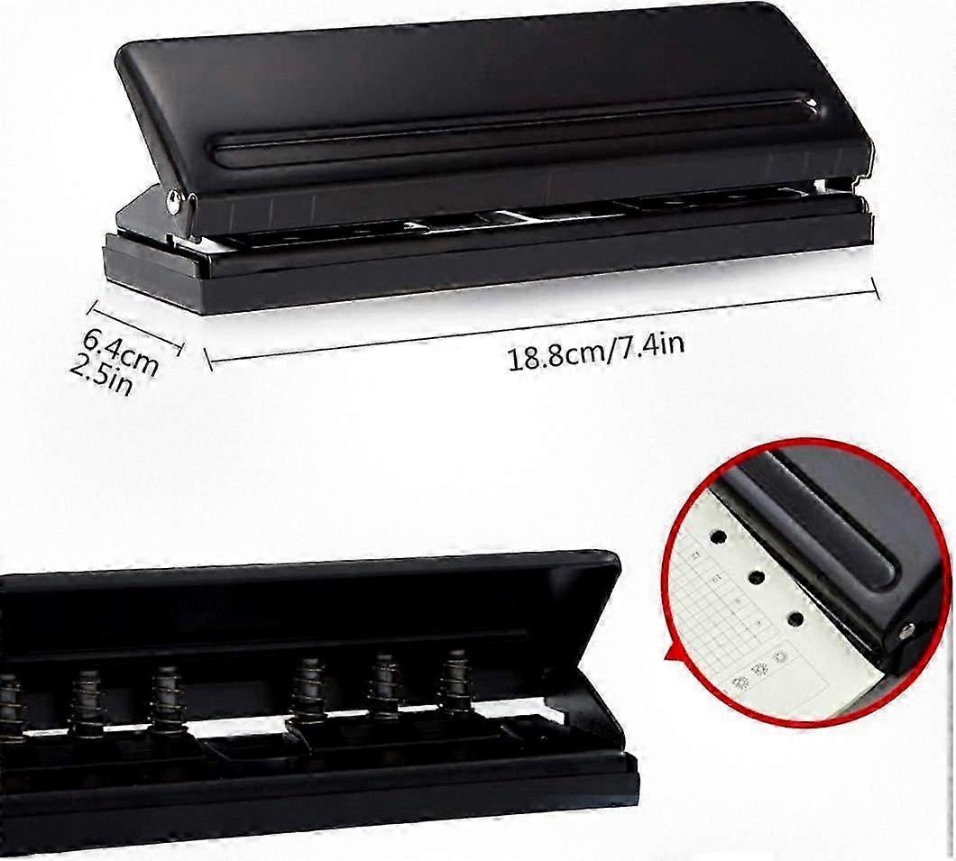 6 Hole Binder Punch Adjustable Hole Spacing for Magazines and Documents