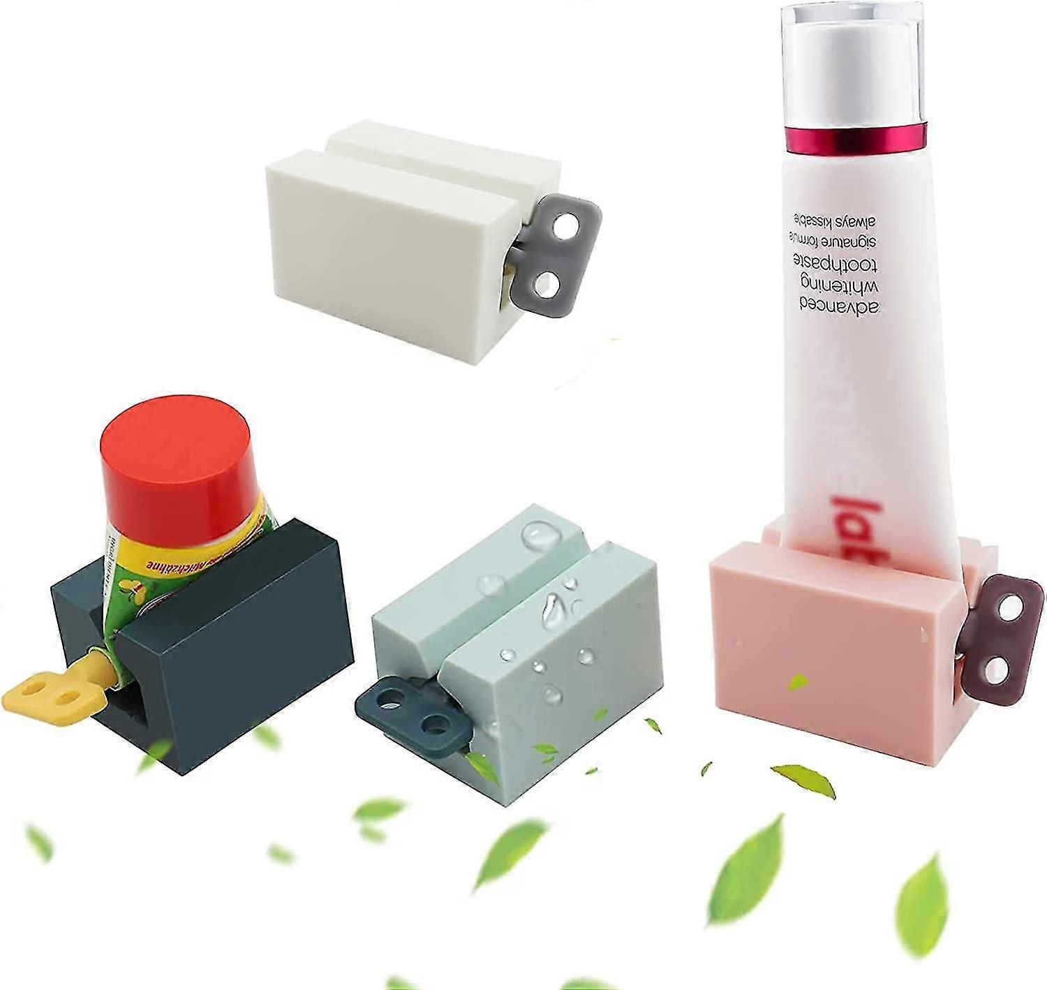 4 Pieces Toothpaste Squeezer Holder, Plastic Seat Rotate Rolling Tube Toothpaste Squeezer(4-d-1)