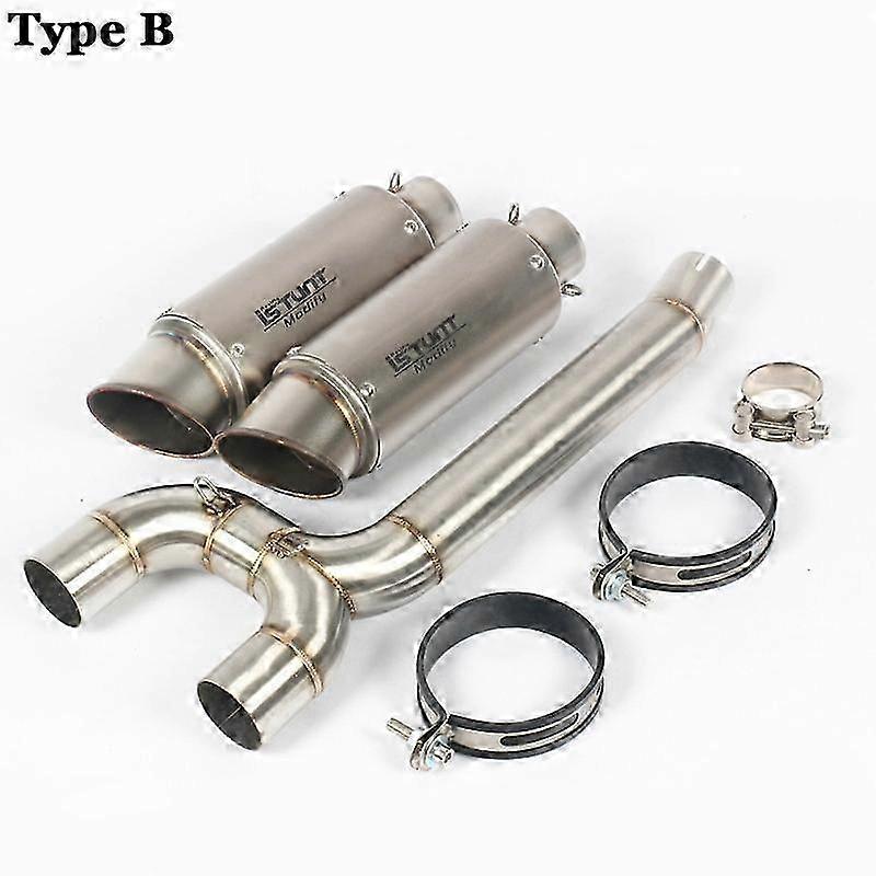 Compatível com Yamaha FZ6 FZ6N FZ6S Escape Middle Link Pipe Escape 51mm Dual-outlet Muf