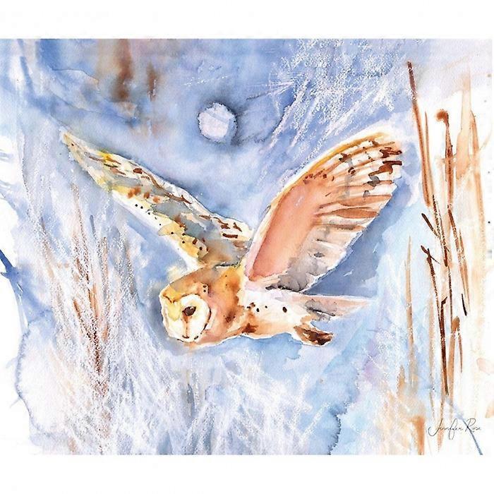Jennifer Rose Barn Owl Winter Sky Canvas Print