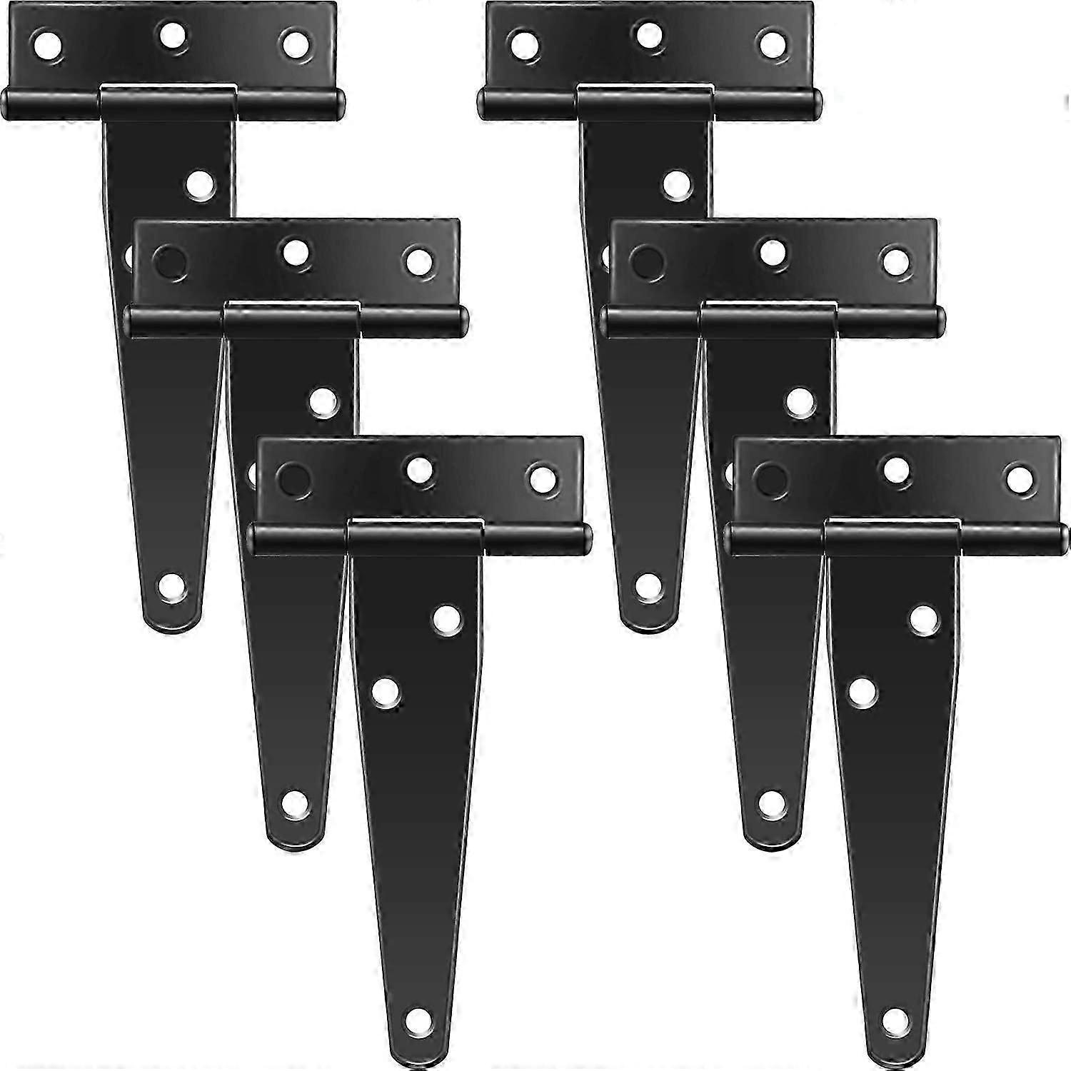 6 PCS 4 Inch TStrap Hinges Rustic Gate Strap Hinge Rustproof Gate Door Black Hinges for Windows, F