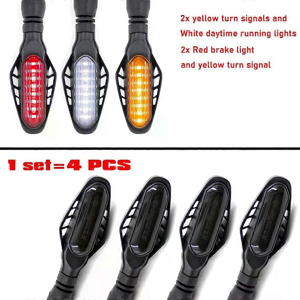 12V24 LED Motorcycle Turn Signal Light Flowing Blinker 12V White Yellow Red Flashing Brake DRL Daytime Warning Running Lamp
