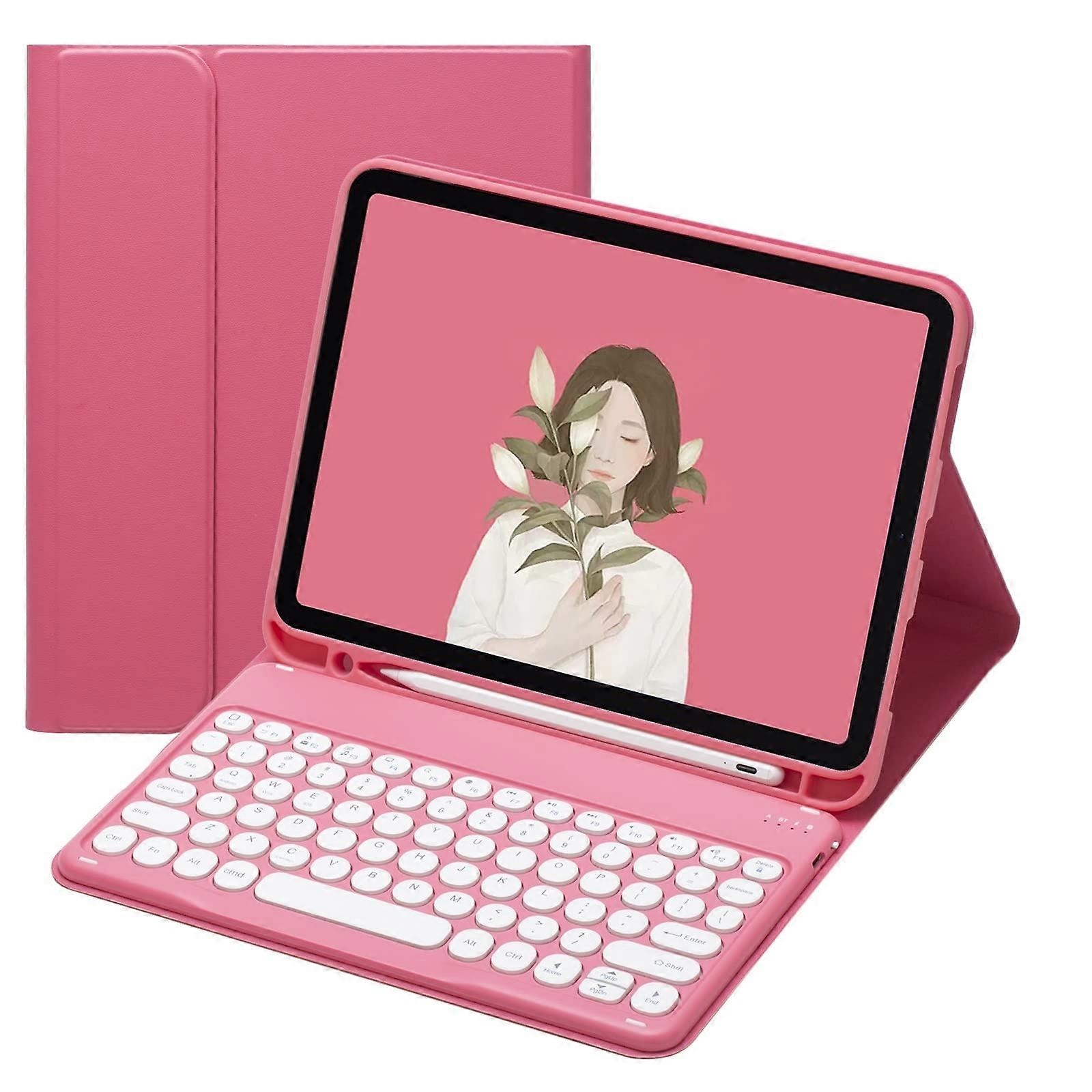 Keyboard Case for iPad 11th Gen A16 and 10th Gen 10.9 Inch - Dark Pink, Slim, Lightweight Design, Compatible with Apple Pencil