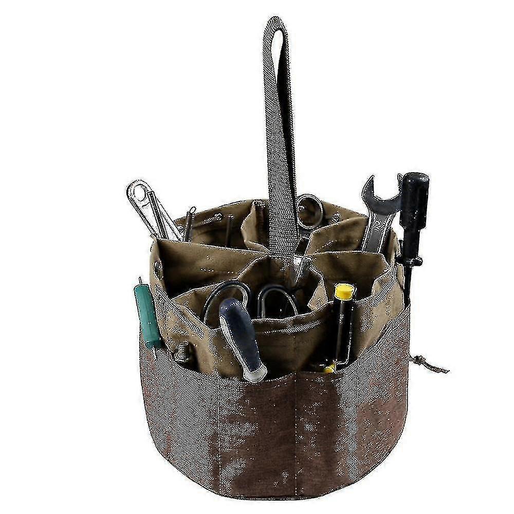 ファームのためのHmwy再利用可能なポータブルバケットガーデンツールバッグ防水キャンバスガーデニングトートストレージポーチ