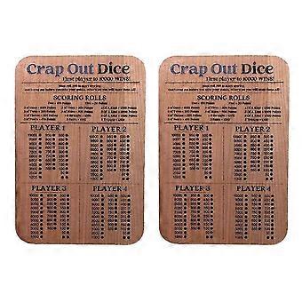2PCS Dice Score Board Wood Dice Score Pad Classic Dice Game Wooden Dice Tray for FamilyParty Travel