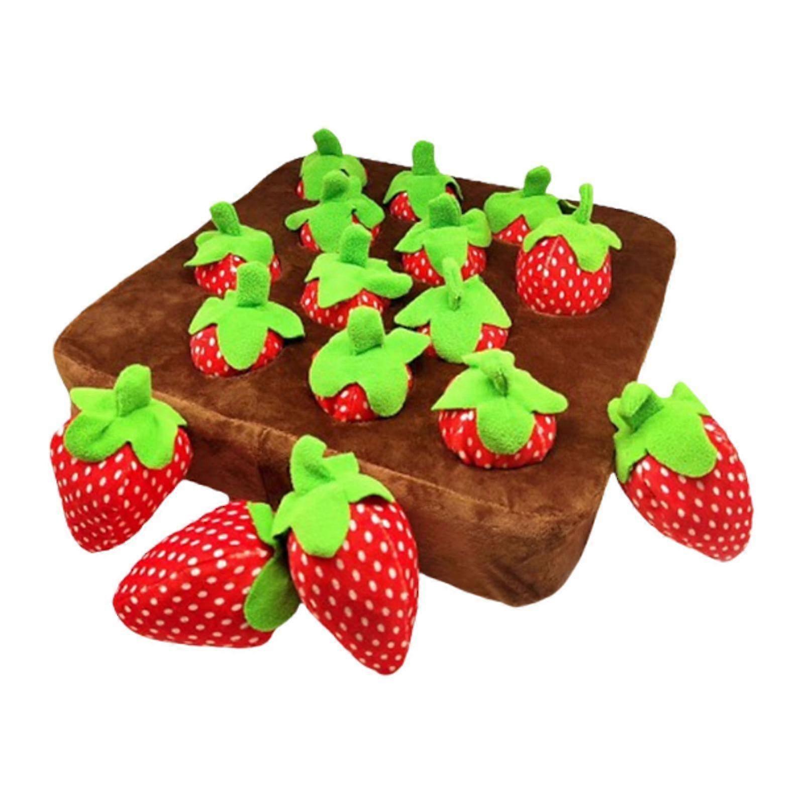 Soft Plush Strawberry Hide and Seek Puzzle Game Interactive Dog Toy for Dogs and Cats