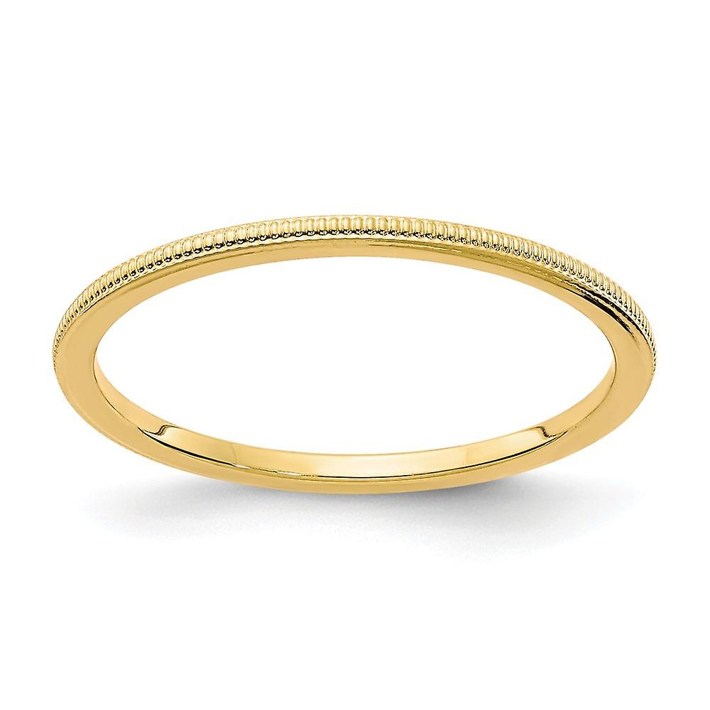 14k Solid Yellow Gold 1.2mm Milgrain Stackable Band Ring-Stackable-Ring for Women and Men - Ring Size: 4 to 10